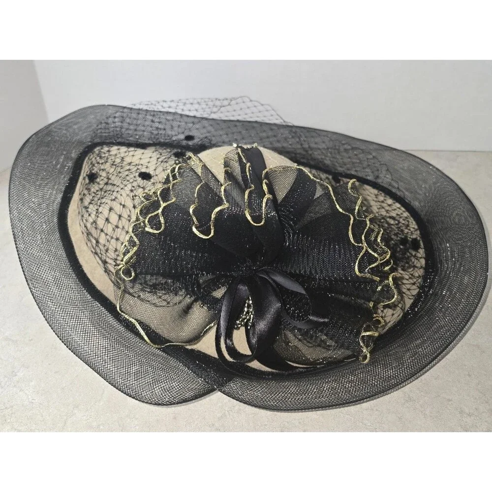 Women Derby Church Dress Fascinator Wide Brim Hats Vintage Tea Party Wedding